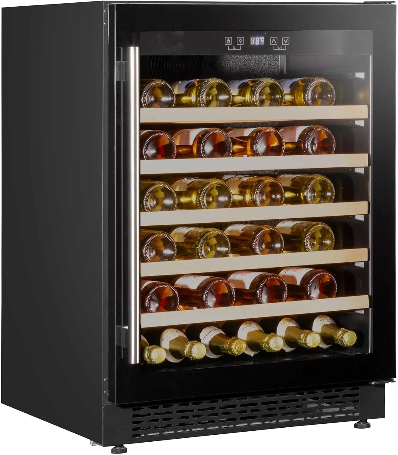 54 Bottle Wine Cellar Fridge with Digital Touch Screen Controls, 135L Capacity Cooler Cabinet, Black - DH78