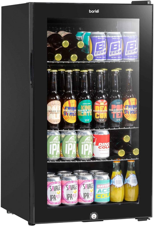 85L Under Counter Drinks/Beer & Wine Cooler Fridge with Light, Black - DH13