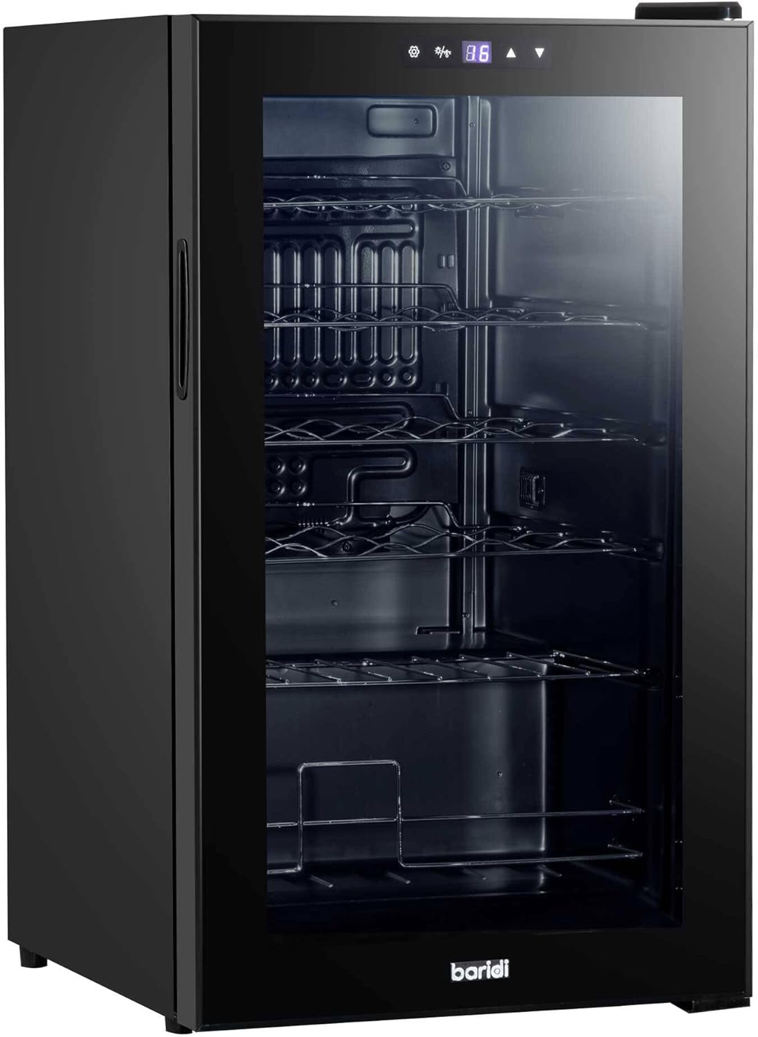 24 Bottle Wine Cooler Fridge with Digital Touch Screen Controls & LED Light, Black - DH9