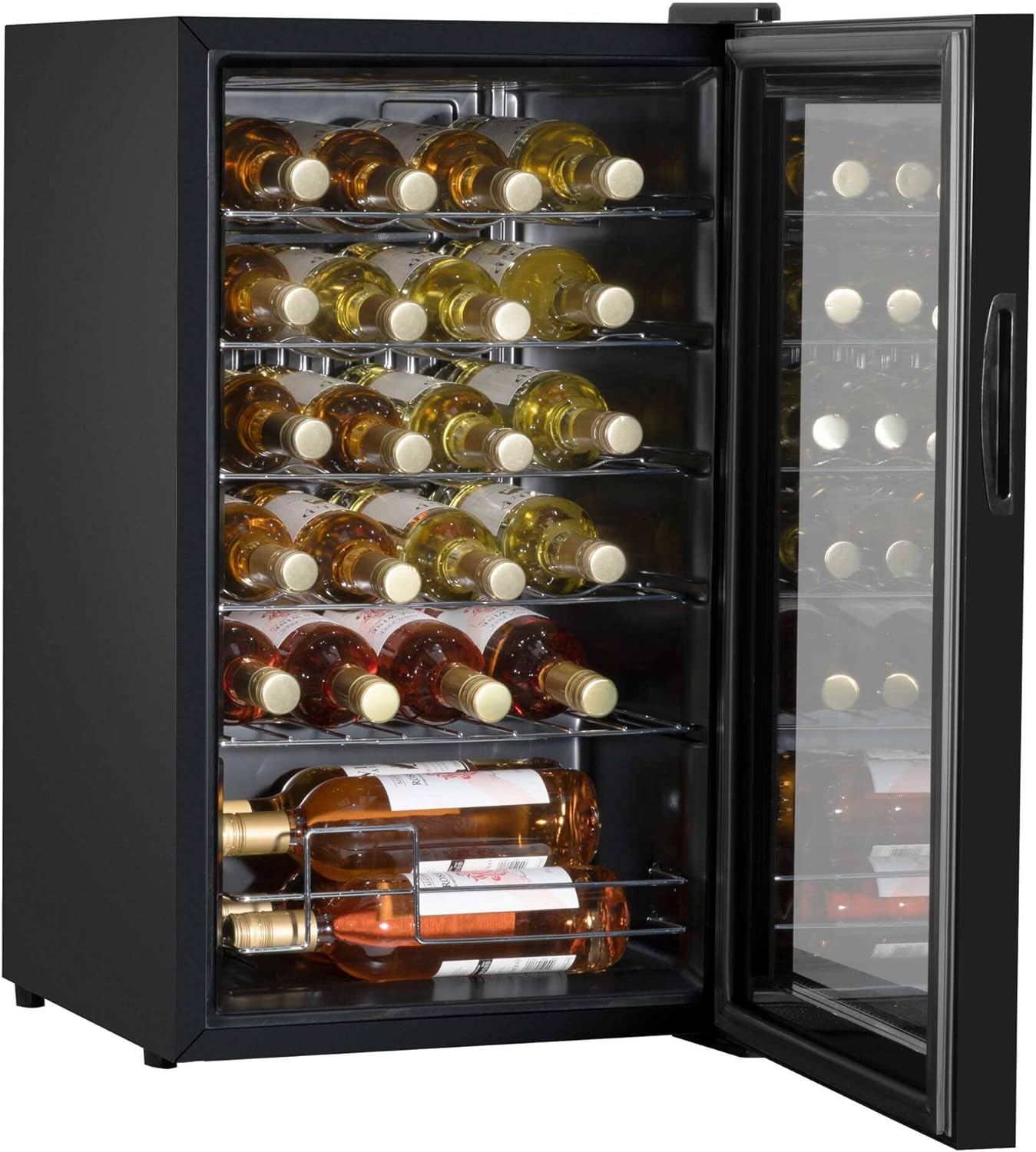 24 Bottle Wine Cooler Fridge with Digital Touch Screen Controls & LED Light, Black - DH9