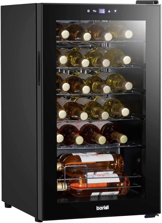 24 Bottle Wine Cooler Fridge with Digital Touch Screen Controls & LED Light, Black - DH9