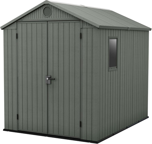 6×8 Darwin Heavy Duty Plastic Garden Shed – Green