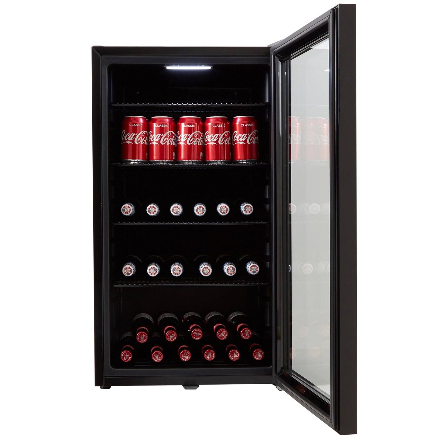 CBC98BK Under-Counter Fridge, 98 Litre Beer, Wine and Drinks Fridge with Adjustable Temperature Control, LED Light, Suitable for Cans and Bottles